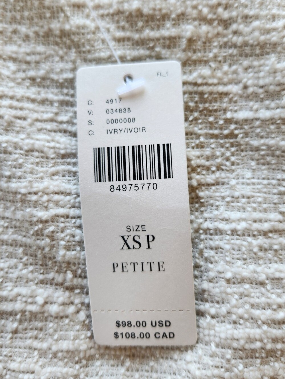 NWT Anthropologie "Back-Bow Sweatshirt" Ivory Cream | Women's Size XSP - Picture 12 of 13